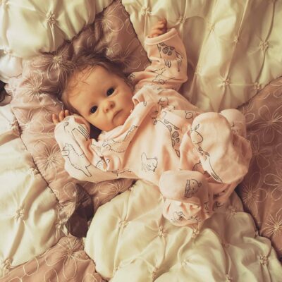 17'' Gift For Kids Real Touch Baby Doll Handmade Reborn Baby Doll Girl Realistic and Lifelike Weighted Newborn Baby Dolls Best Gift MoonPie Reborns® Lydia